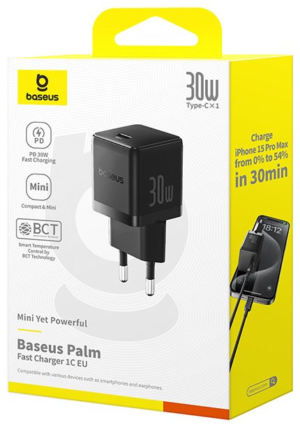 Зарядное устройство Baseus Palm USB Type-C черный купить,0