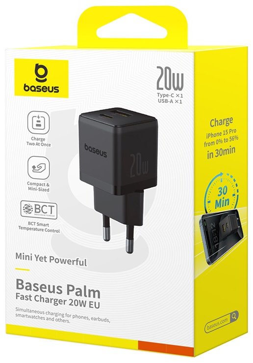 Зарядное устройство Baseus Palm USB Type-C, USB черный купить,0