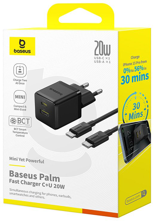 Зарядное устройство Baseus Palm USB Type-C, USB черный купить,NaN