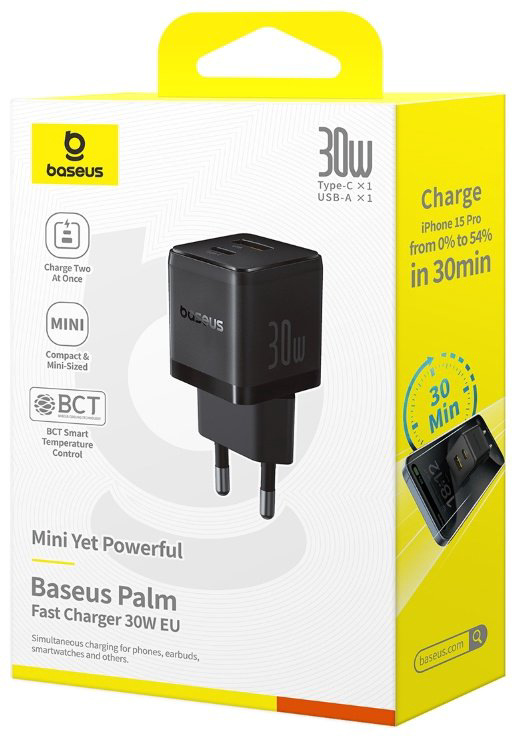 Зарядное устройство Baseus Palm USB Type-C, USB черный купить,NaN
