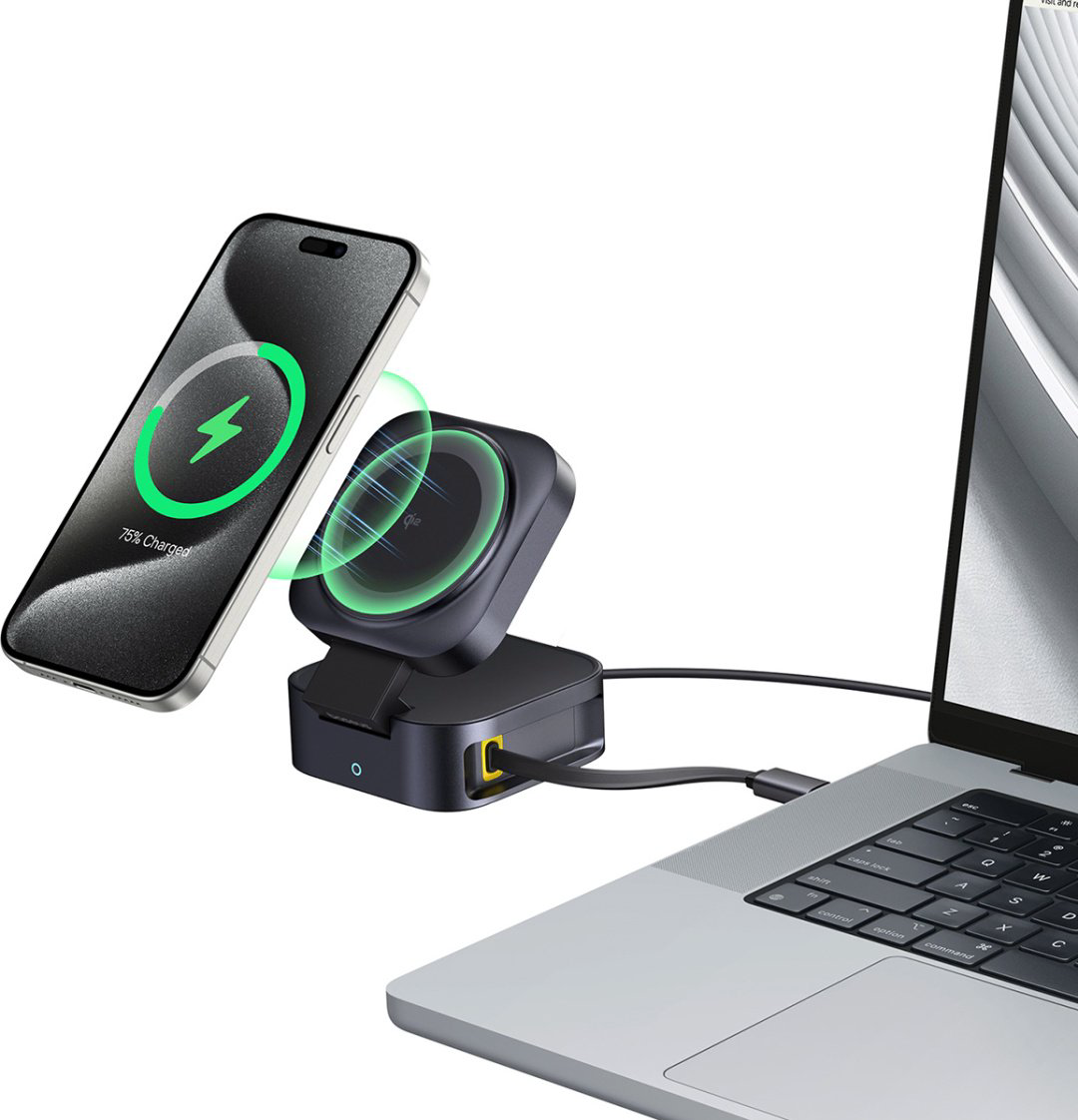 Зарядное устройство Baseus PicoGo 2-in-1 Qi2 15W + USB-C 67W USB Type-C черный купить,NaN