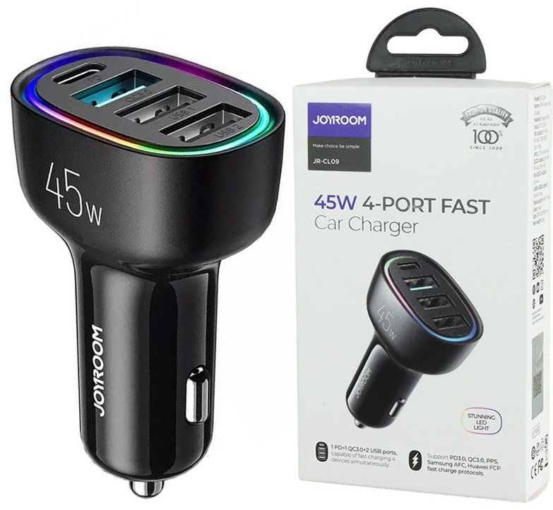 Зарядное устройство JOYROOM JR-CL09 USB Type-C, USB черный купить,0