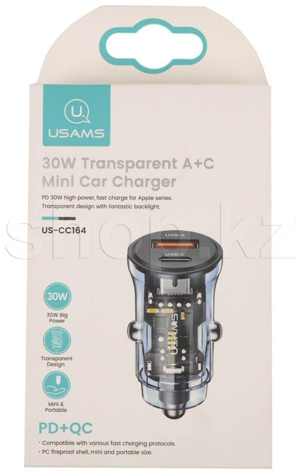 Зарядное устройство Usams US-CC164 USB Type-C, USB черный купить,0