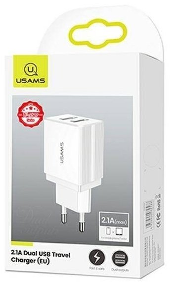 Зарядное устройство Usams US-CC090 USB белый купить,0