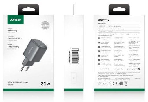 Зарядное устройство Ugreen X512 (55528) USB Type-C серый купить,0