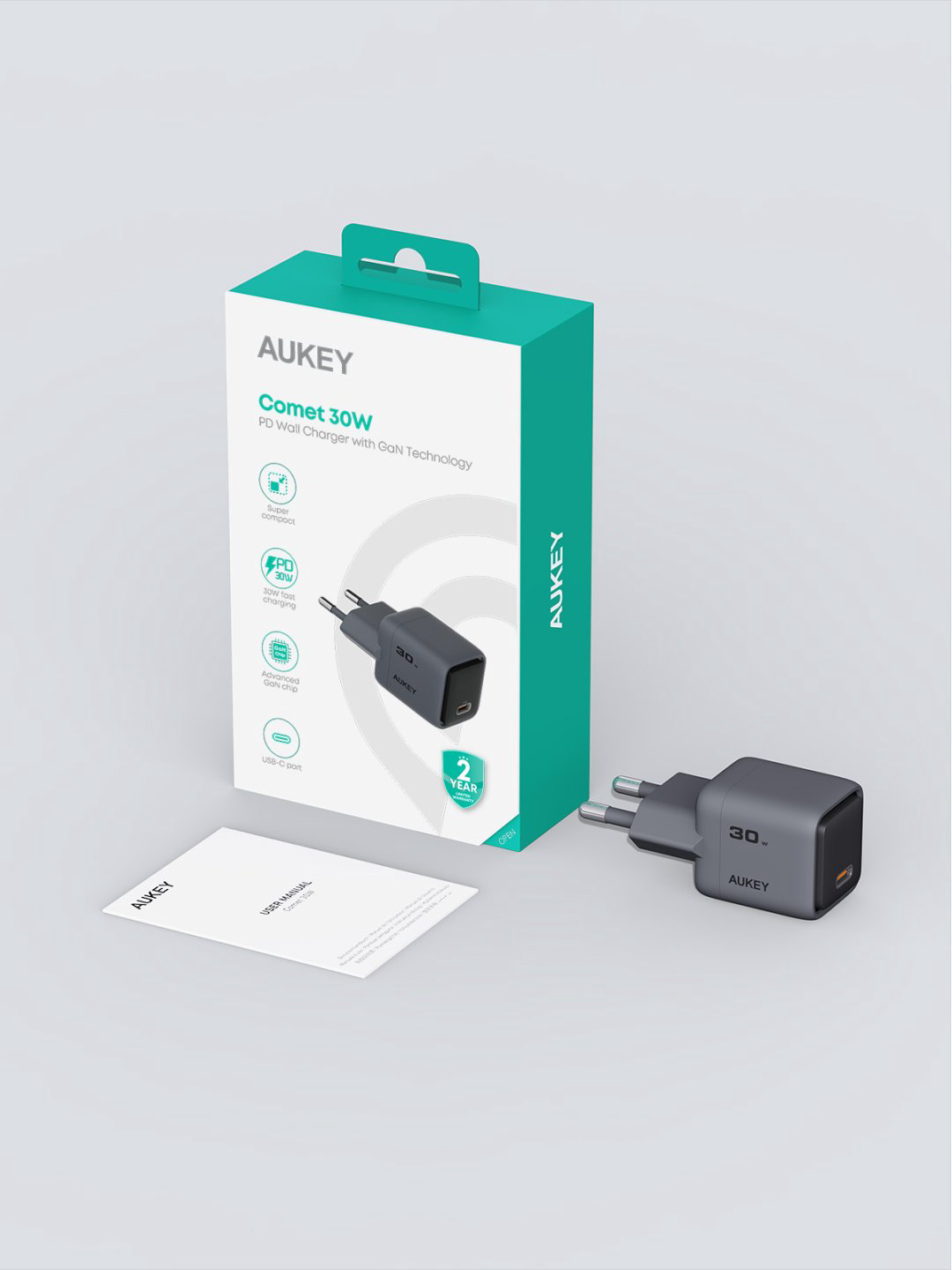 Зарядное устройство Aukey PA-C1 USB Type-C серый купить,NaN