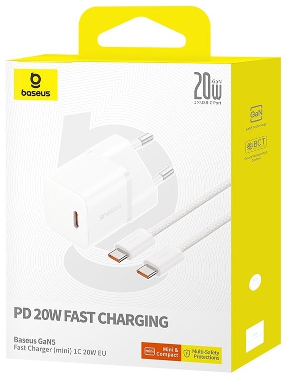 Зарядное устройство Baseus GaN5 mini 1C 20W USB Type-C белый - ForteMarket Зарядное устройство Baseus GaN5 mini 1C 20W USB Type-C белый купить,0