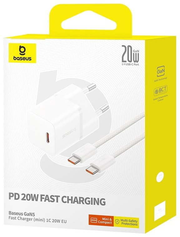 Зарядное устройство Baseus GaN5 mini 1C 20W USB Type-C белый купить,NaN
