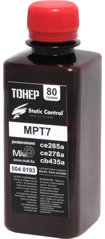 Тонер Static Control MPT7.80g (0040193) черный
