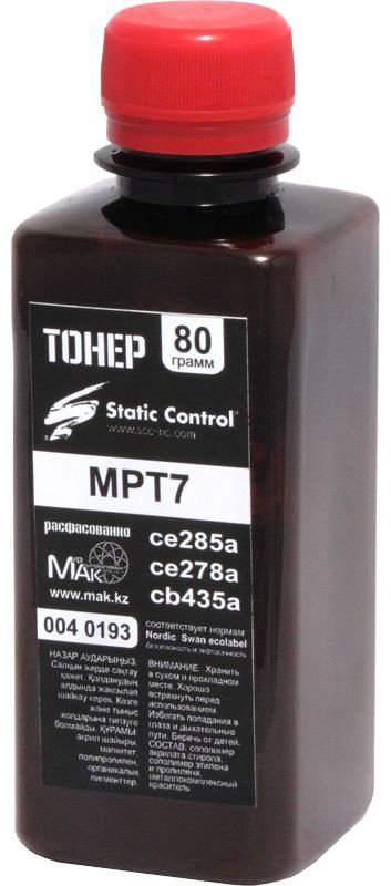 Тонер Static Control MPT7.80g (0040193) черный