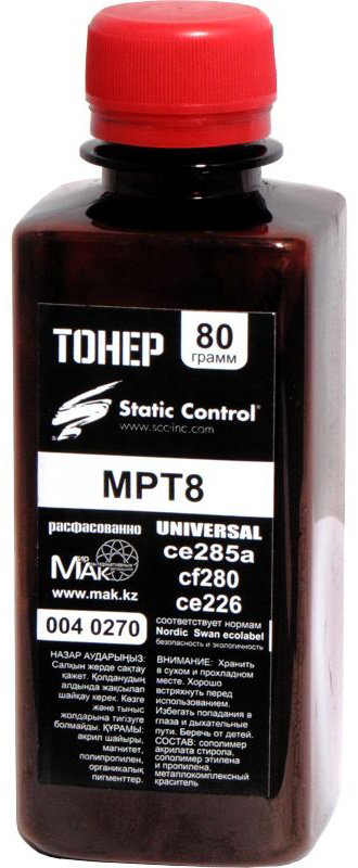 Тонер Static Control MPT8.80g (0040270) черный - ForteMarket Тонер Static Control MPT8.80g (0040270) черный купить,NaN