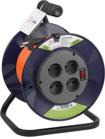 Удлинитель на катушке ЭРА RPX-4S-2x0.75-20M, 20 м