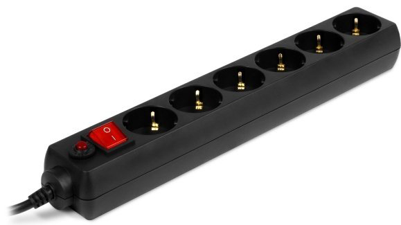 Сетевой фильтр Sven Optima 1,8м (6 розеток с защитными шторками), черный