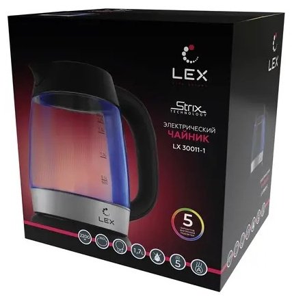 Электрочайник LEX LX 30011-1 черный - ForteMarket Электрочайник LEX LX 30011-1 черный купить,0