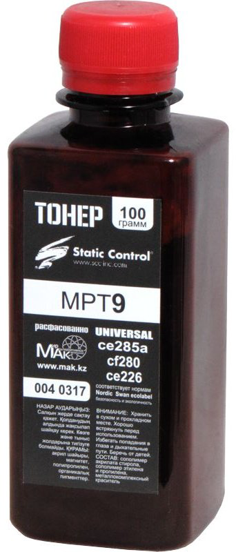 Тонер Static Control MPT9.100g (0040317) черный