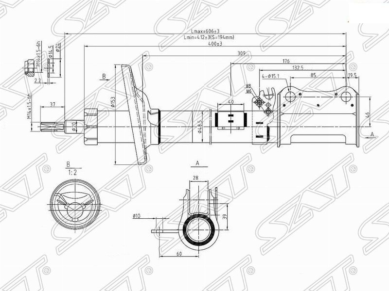 Амортизатор SAT задний ST-48530-20700 1 шт купить,21250