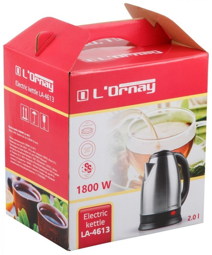 Электрочайник LOrnay LA-4613 черный, серебристый - ForteMarket Электрочайник LOrnay LA-4613 черный, серебристый купить,0