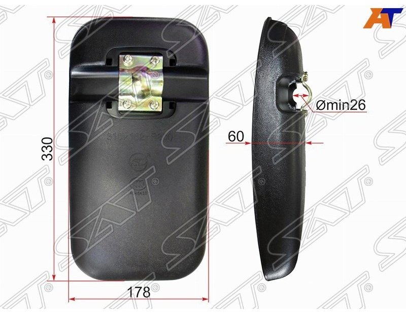 Зеркало в сборе SAT левое для Nissan CW 520 1995-2005