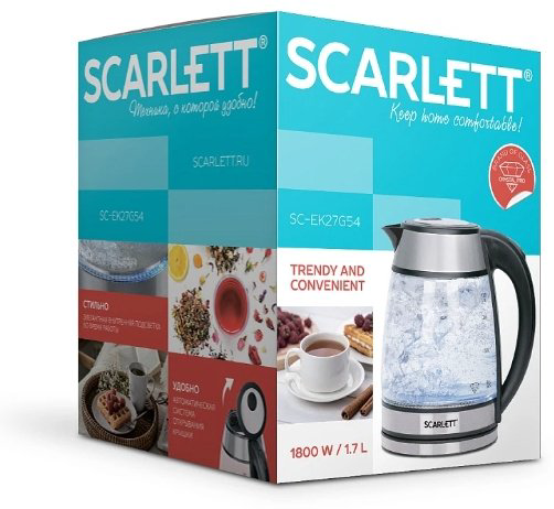 Электрочайник Scarlett SC-EK27G54 черный купить,NaN