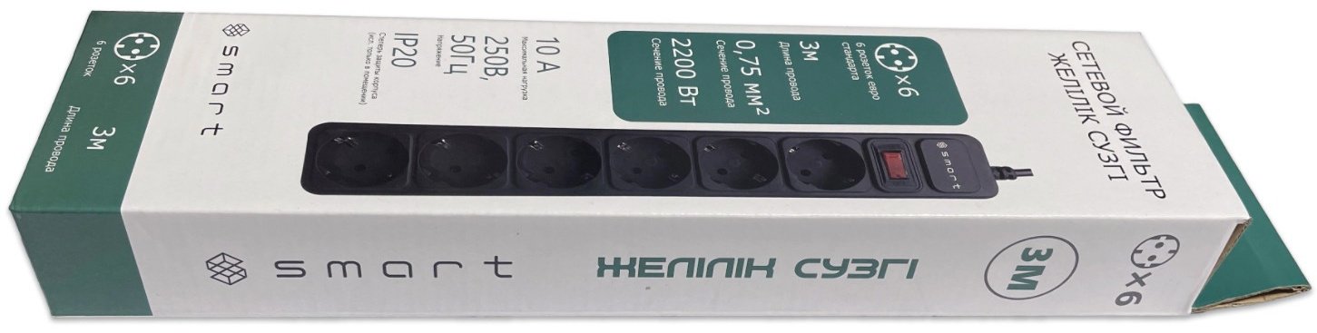 Сетевой фильтр SMART SM-06B-3M 3 м купить,0