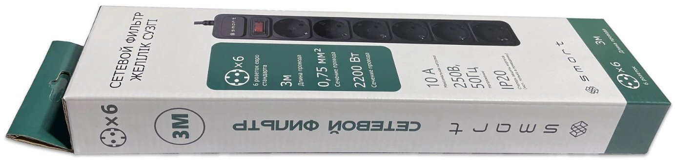 Сетевой фильтр SMART SM-06B-3M 3 м купить,0