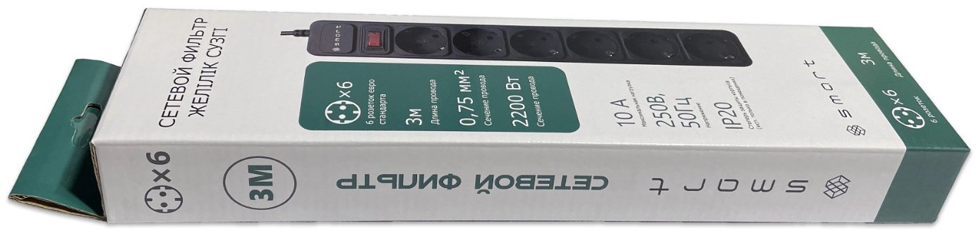 Сетевой фильтр SMART SM-06B-3M 3 м купить,2690