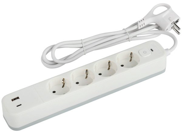 Сетевой фильтр ЭРА USF-4es-1,5m-2xUSBAC-W 1.5 м купить,NaN