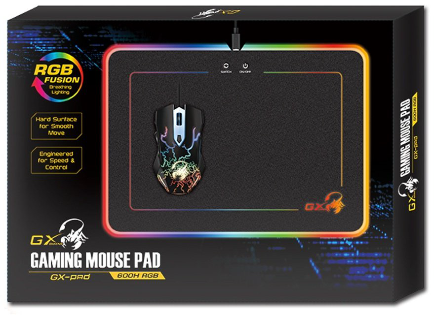 Коврик для мыши Genius GX-Pad 600H RGB 350x250x5.5 мм черный купить,9760