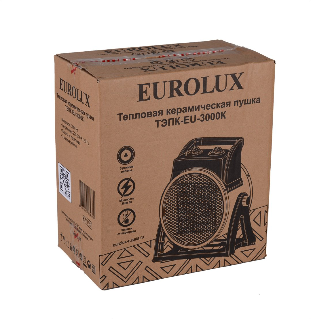 Тепловая электрическая пушка Eurolux ТЭПК-EU-3000K 67/1/37, 3 кВт купить,14790