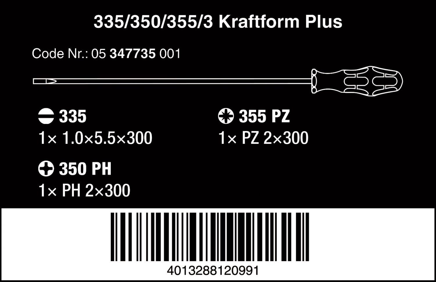 Wera набор отверток 05347735002 PH2х300 мм, PZ2х300 мм