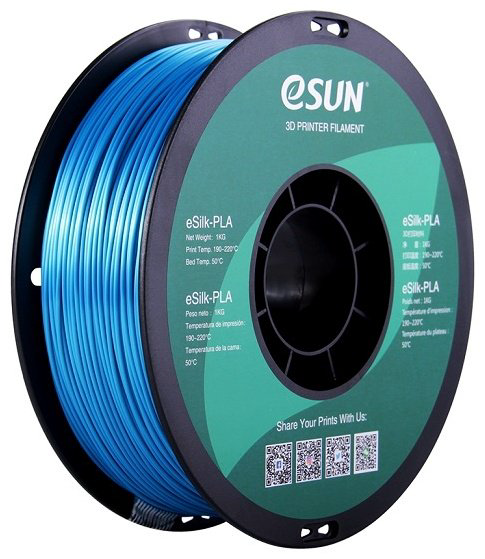 Пластик для 3D-печати ESUN eSilk-PLA_Cyan голубой купить,NaN