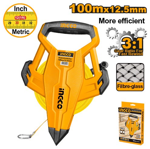 INGCO мерная лента геодезическая HFMT83100, 100 м х 12.5 мм купить,NaN