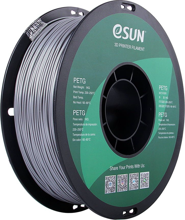 Пластик для 3D-печати ESUN PETG Filament solid серебристый купить,NaN