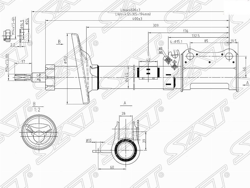 Амортизатор SAT задний ST-48530-2B310-SE 1 шт купить,24000