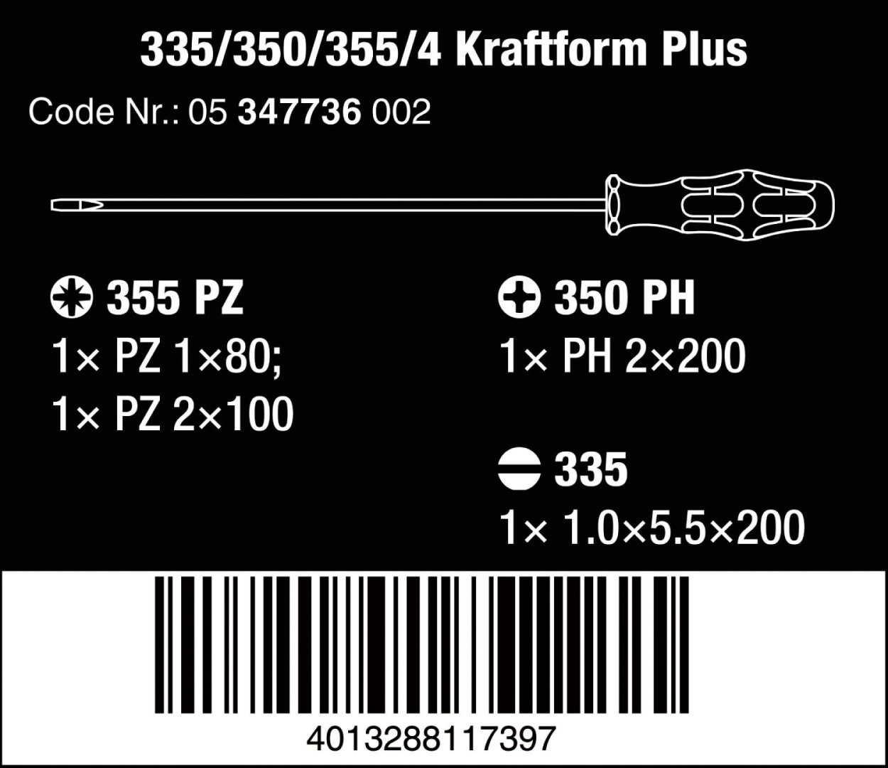 Wera набор отверток 05347736002 PZ1х80 мм, PZ2х100 мм