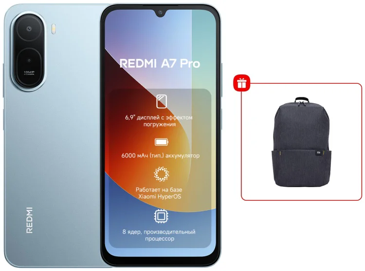 Смартфон Xiaomi Redmi A7 Pro 4/128GB синий + подарок купить,NaN