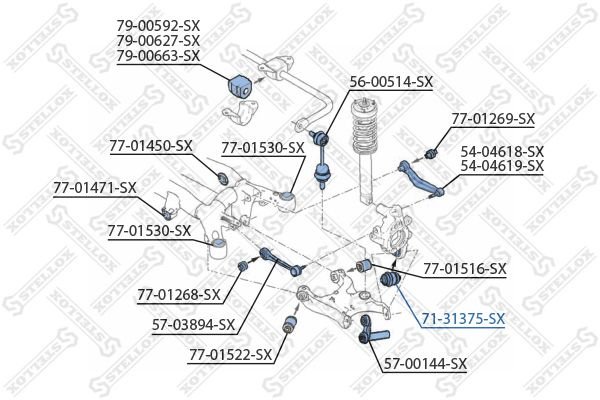 Stellox сайлентблок рычага подвески 71-31375-SX купить,4455