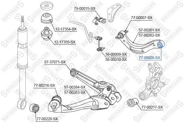 Stellox сайлентблок рычага подвески 77-00008-SX купить,2885