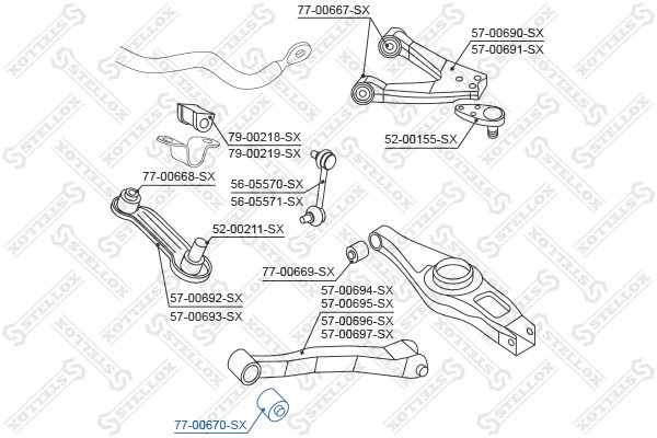 Stellox сайлентблок рычага подвески 77-00670-SX купить,3915