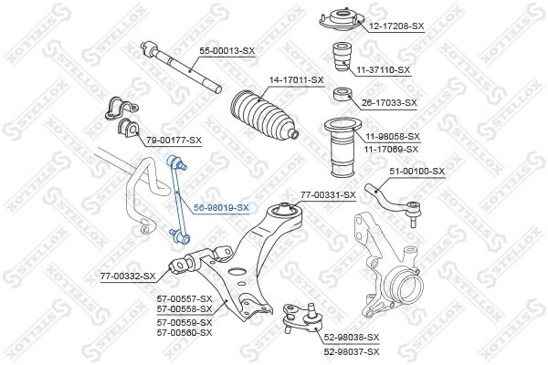 Stellox стойка стабилизатора 56-98019-SX купить,4334