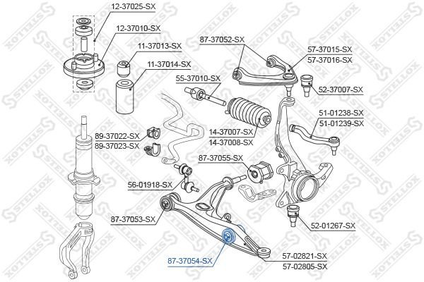 Stellox сайлентблок рычага подвески 87-37054-SX купить,2220