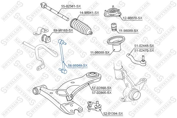 Stellox стойка стабилизатора 56-98048-SX купить,3738