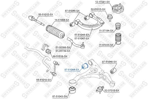 Stellox сайлентблок рычага подвески 87-51044-SX купить,4593