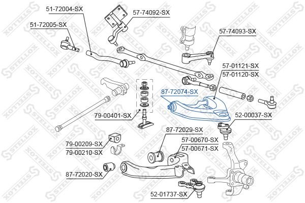 Stellox сайлентблок рычага подвески 87-72074-SX купить,2448