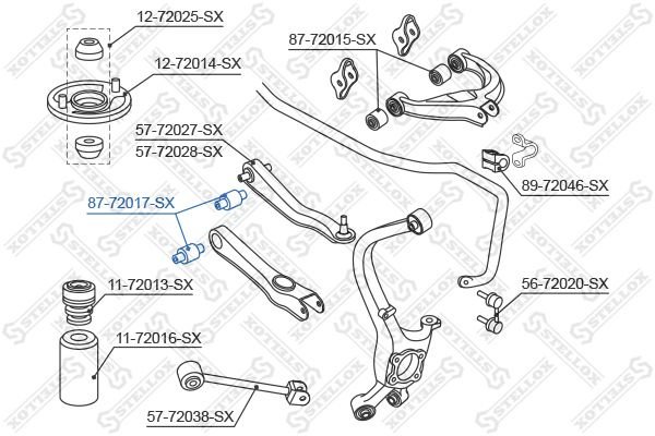 Stellox сайлентблок рычага подвески 87-72017-SX купить,2182