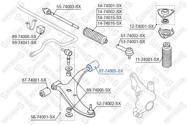 Stellox сайлентблок рычага подвески 87-74005-SX купить,3517