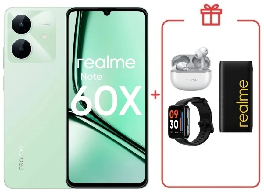 Смартфон Realme Note 60x 4/128GB Wilderness Green + подарок купить,NaN