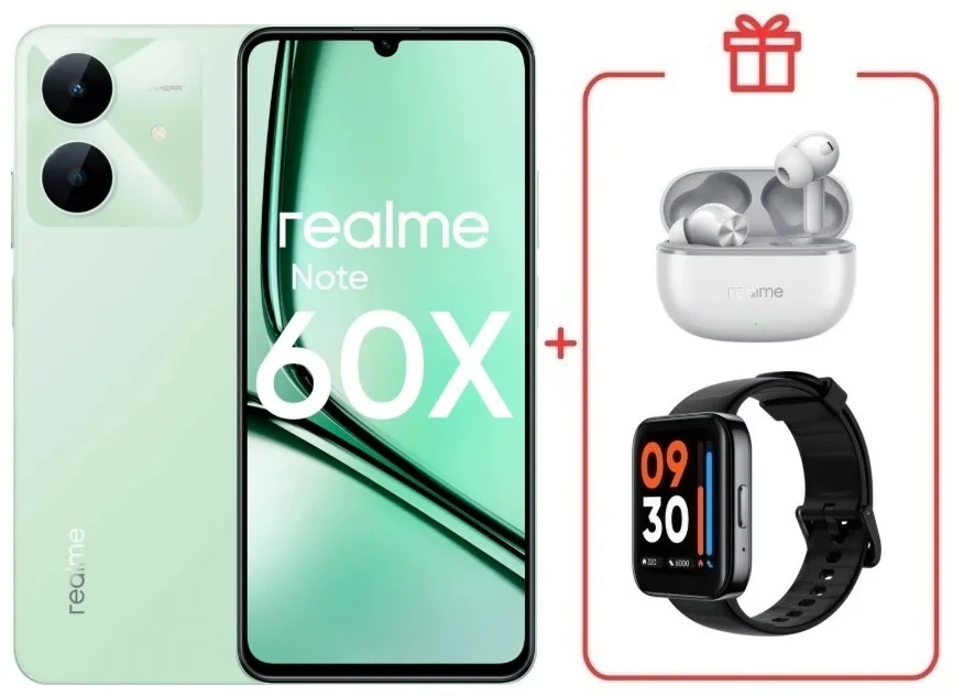 Смартфон Realme Note 60x 4/128GB Wilderness Green + подарок купить,NaN