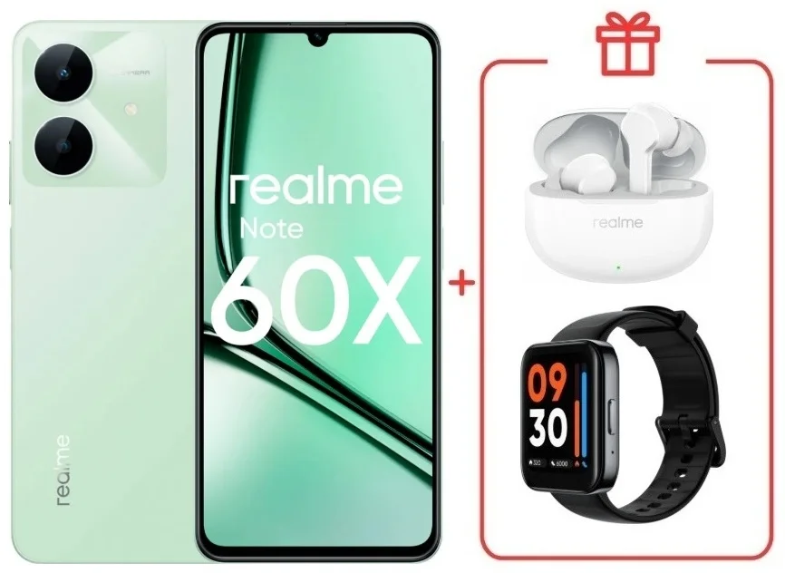 Смартфон Realme Note 60x 4/128GB Wilderness Green + подарок купить,NaN