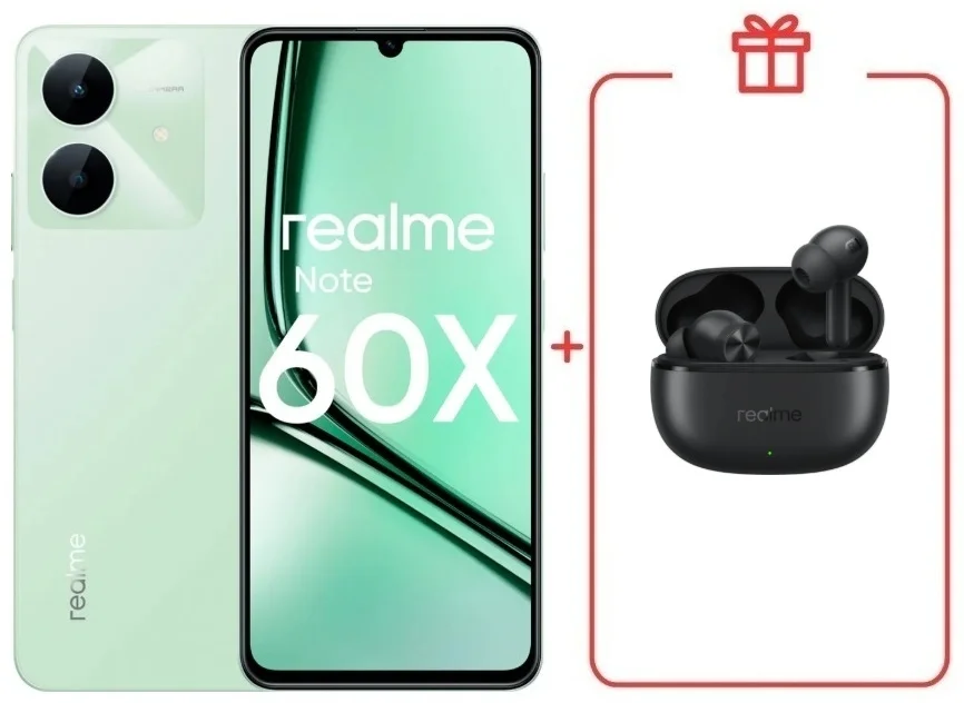Смартфон Realme Note 60x 4/128GB Wilderness Green + подарок купить,NaN